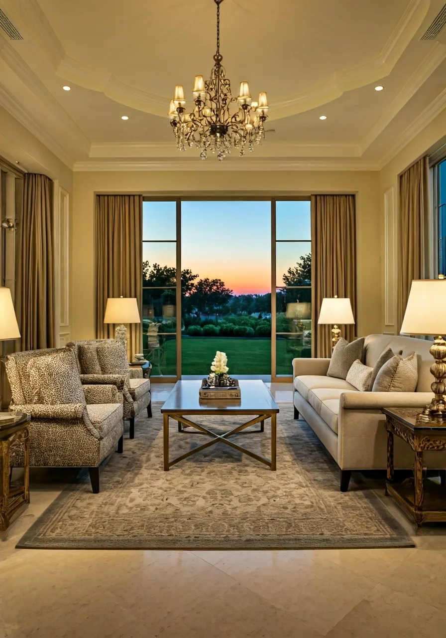 Peaceful, perfectly maintained estate at dusk in Coeur d'Alene